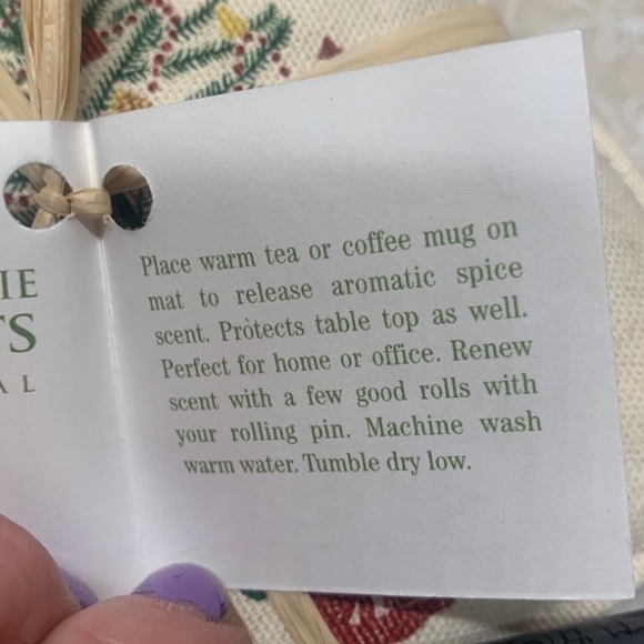 2003 Harry & David 4pc Spiced Apple Pie Mug Mats 5"x5" Christmas tree - Picture 3 of 9